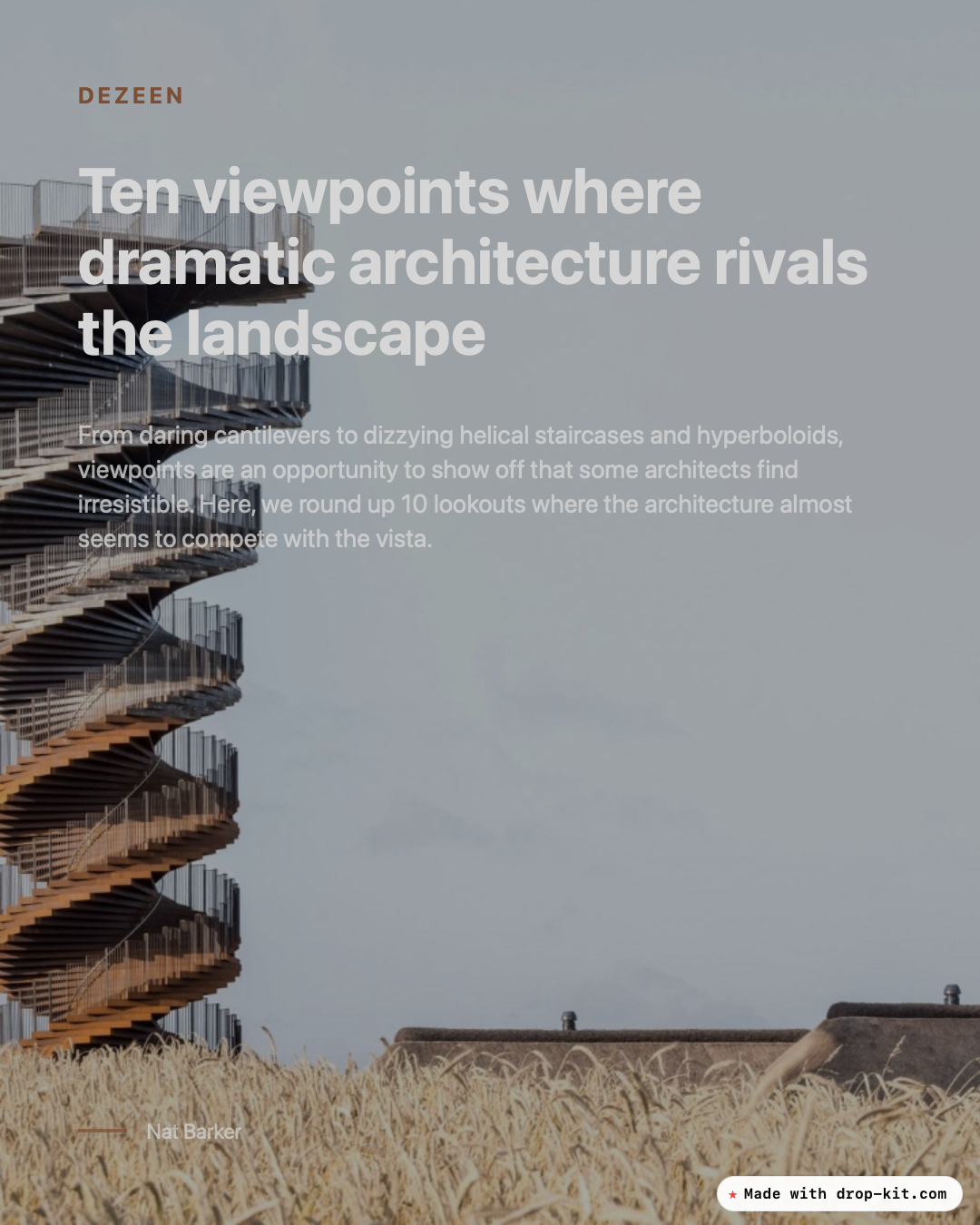Editorial style portrait post made with Drop Kit — Dezeen-inspired architecture viewpoints layout