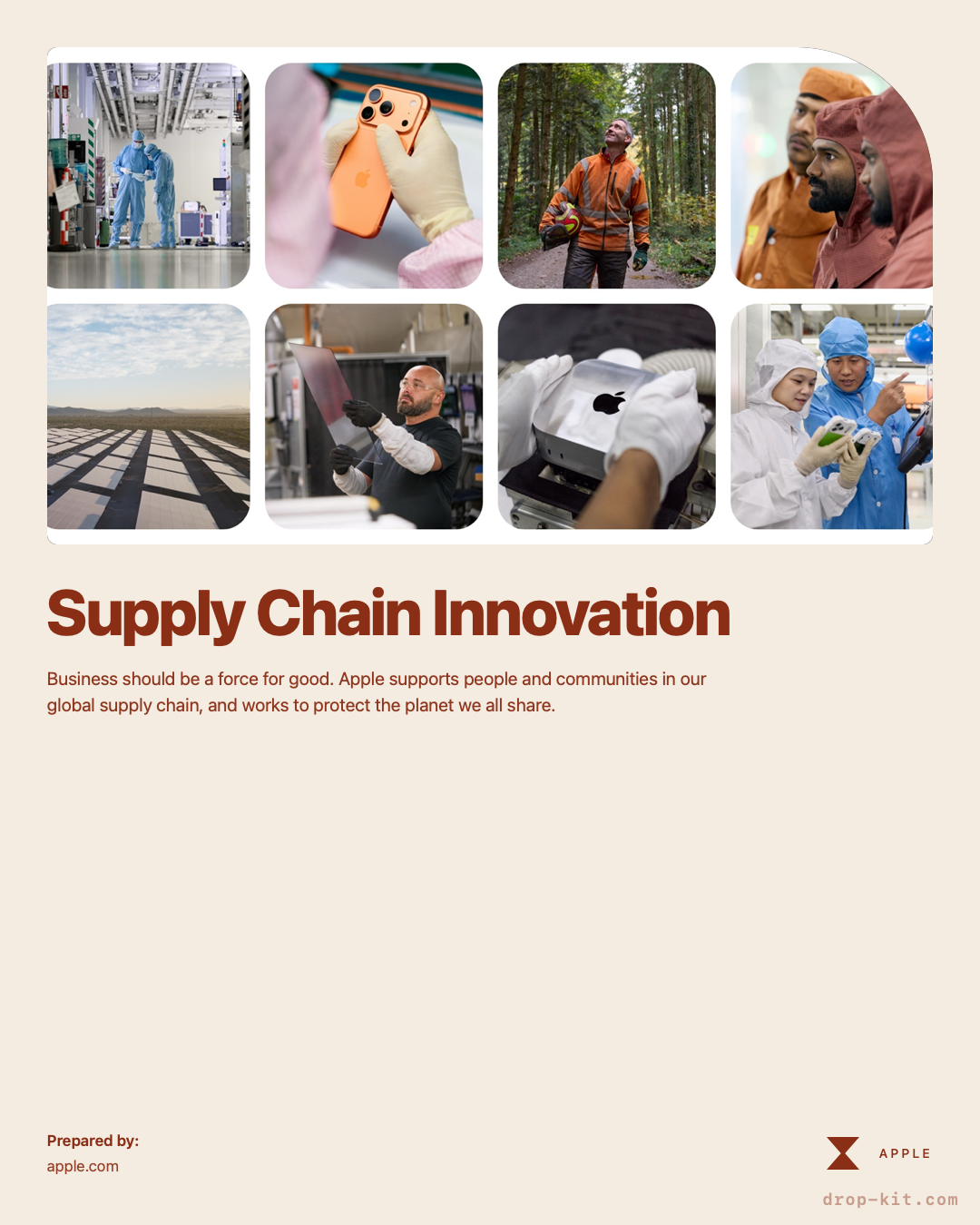 Contact Sheet style portrait post made with Drop Kit — Apple supply chain innovation photo grid